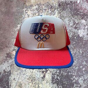 1984 McDonald's USA Olympics Vintage Red White and Blue Trucker Hat Snapback